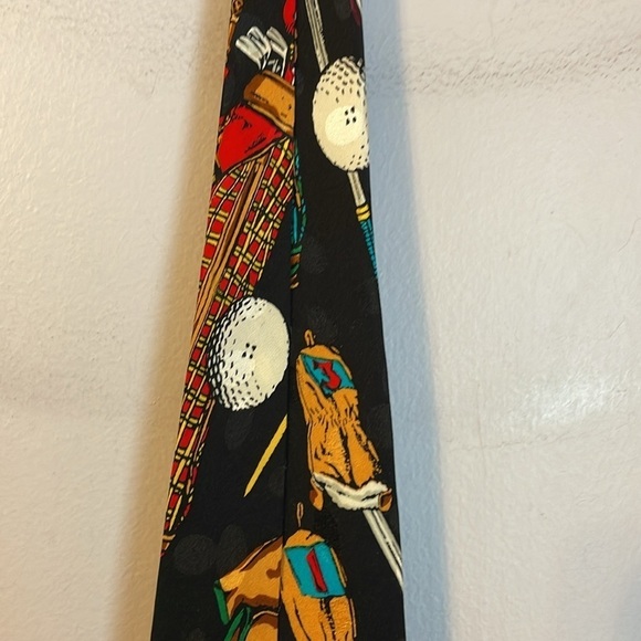 Addiction Vintage Silk Golf Necktie Tie Golf Ball Bag Tee Club Made in Korea - Picture 13 of 16